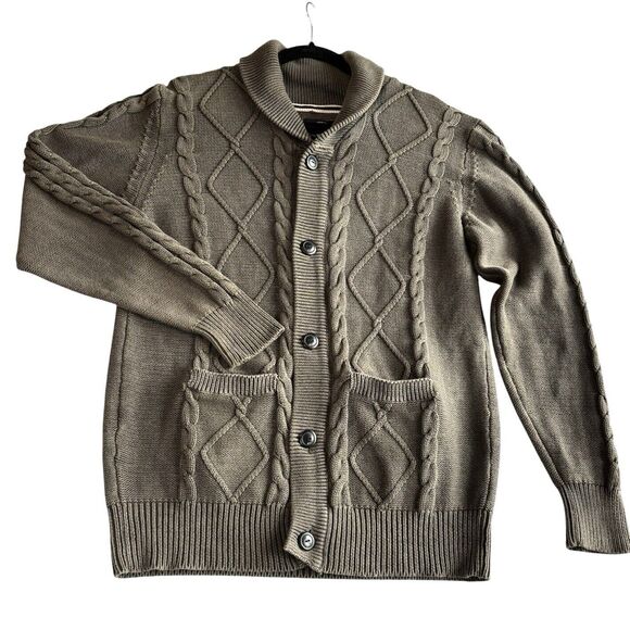 Men’s Cardigan Original Weatherproof Vintage Gray Cotton Grandpa Sweater Size M - Picture 1 of 11